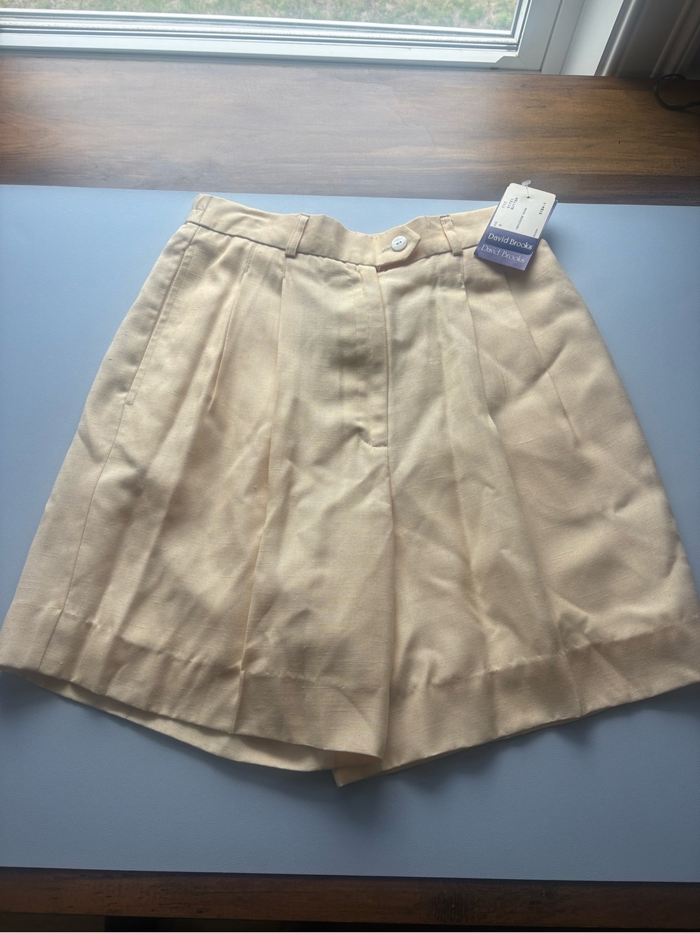 Brand new Cream/Tan Pleated High-Waist Shorts